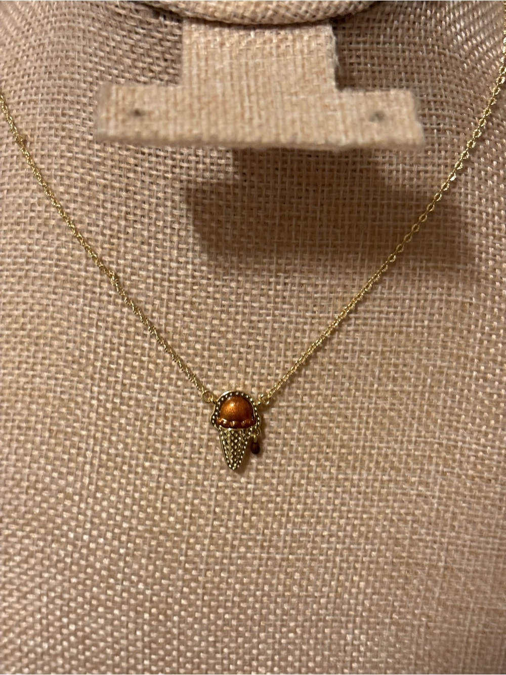 Gold-Tone Chocolate Ice Cream Cone Pendant Necklace - Women Jewelry